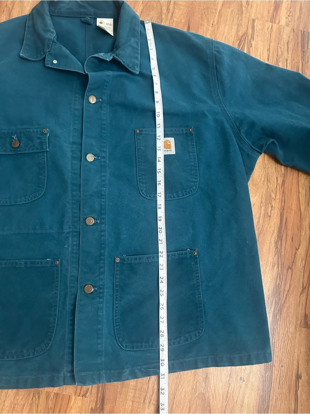 Vintage 90s Carhartt Teal Workwear Unlined Chore Jacket Mens Size XXL - Picture 8 of 8